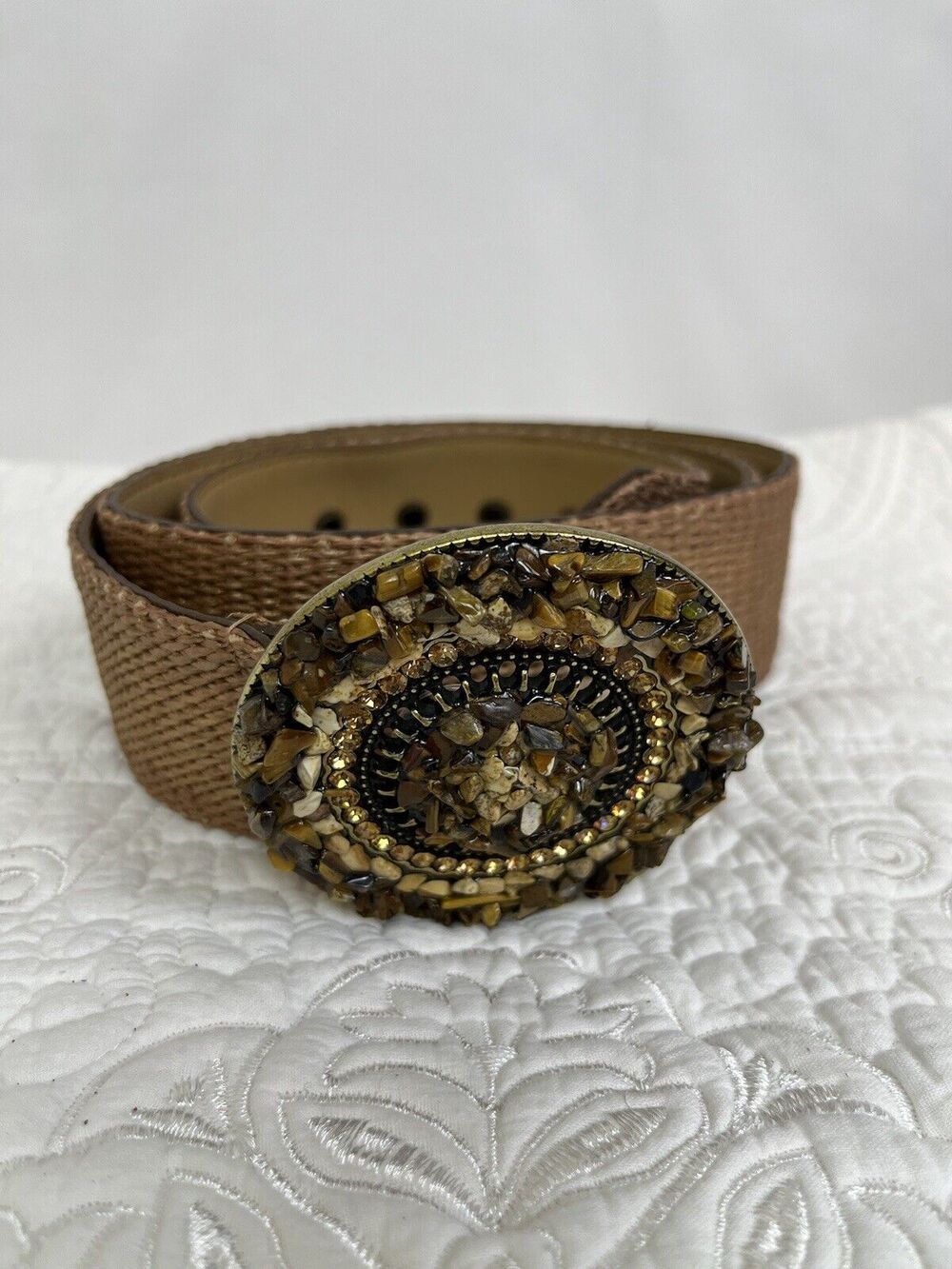 Coldwater Creek Women 48 Inch Tan Rock MInimalist Boho Chic Dress Belt